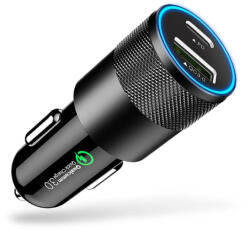  Szivargyújtós USB 3.1A + Type-C autós töltő - 15W 12-24V