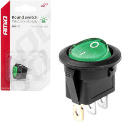 AMIO kétállású kerek kapcsoló - zöld - 12V/24V 20A