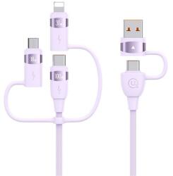USAMS U85 Töltőkábel 5in1 Type-C/USB-Type-C/Lightning/MicroUSB, 100W, PD Gyorstöltő, 120 cm Lila