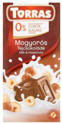 TORRAS gluténmentes, cukormentes tejcsokoládé - mogyoró 75g