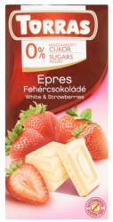 TORRAS glutén-, és cukormentes fehércsokoládé - eper 75g