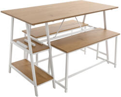 TEMPO KONDELA Étkezőgarnitúra 1+2, Tölgy/Fehér, Zafar - fizz