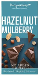 Bio Benjamin Benjamissimo bio vegán csokoládé mogyorós tahinivel, mogyoróval, fehér eperrel hozzáadott cukor nélkül, édesítőszer 60g