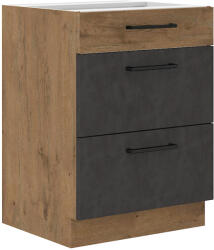 Tempo Alsószekrény, Szürke Matt/Tölgy Lancelot, Vega 60 D 3S BB