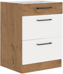 Tempo Alsó Szekrény, Lancelot Tölgy/ Fehér Extra Magas Fényű HG, Vega D60 3S BB