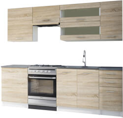 Tempo Konyhabútor 2, 4 m, Tölgy Sonoma/Fehér, Fabiana