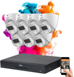 DAHUA 7 dome kamerás 5MP kamera rendszer színes éjszakai képpel