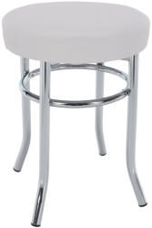 TEMPO KONDELA Puff, Króm + Textilbőr Fehér, Irena