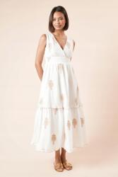 Dorothy Perkins hímzett ruha, maxi, fodros, fehér, Size XXL