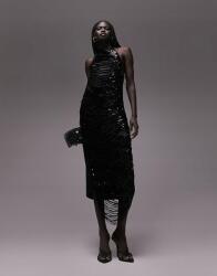 Topshop Fekete Flitteres Nyitott Hátú Ruha (34) (571539)