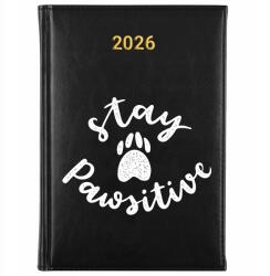 FunnyCase Könyvnaptár 2026 Stay Pawsitiwe Fekete Határidőnapló Ajándék Minták (Kalendarz Czarny STAY PAWSITIWE)