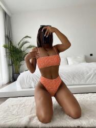 Shein Bikini Fürdőruha Kétrészes Narancssárga Virágos S