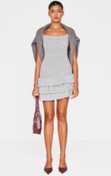 Prettylittlething Szürke Ruha Mini Kötött Aszimmetrikus Fodros Prettylittlething S