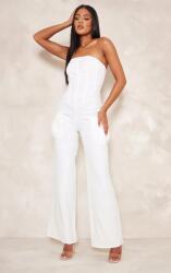 Prettylittlething Fehér Hosszú Szárú Overál Klasszikus Zsebekkel Prettylittlething 44