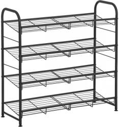 SONGMICS Cipőtartó polc 4 szintes fém háló polcokkal, fekete 68x27x65cm (LMR067B01)