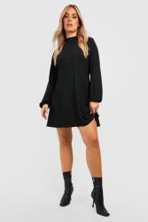 Boohoo IC72218 Boohoo Fekete Trapéz Ruha Térdig Érő Csíkos 52-ES