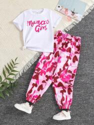 Shein LC25110 Shein Lány Póló Szett Military Nadrág 104