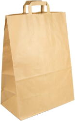 Papírzacskó kockás barna kraft 260x170x330 mm fogantyúval - 100 db
