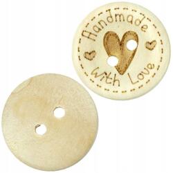 Titanum gombok 20mm "Handmade with Love" felirattal és fa szívvel 15db (5903714542970)