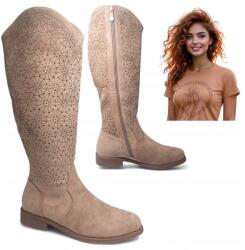 S. Barski 39 Barski Női magasszárú cowboy csizmák Őszi alacsony sarkú csizmák Divatos (Barski HY52-533 Beige)