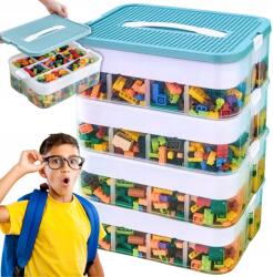  Építőkockatartó Doboz Műanyag Tároló Rekesszel 4 Szint (DG-PK1-4W)