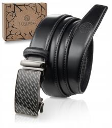 Betlewski öv valódi bőrből férfi automata fekete csat logóval öv (C30-LO CZARNY 115)