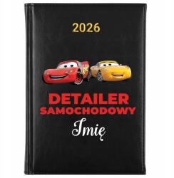 FunnyCase Könyvnaptár 2026 Autós Detailer *név* Fekete Ajándék Minták (Kalendarz Czarny DETAILER SAMOCHODOWY *IMIĘ*)