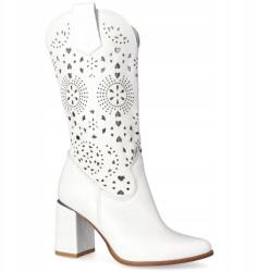 TYMOTEO Áttört bőr csizma Tymoteo L1005 Fehér 41 (TYMOTEO L1005 BIAŁY)