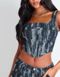 Prettylittlething Fekete Koptatott Farmer Felső Fűző Vállpántokkal Prettylittlething 40