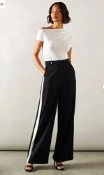 Wallis Fekete Nadrág Széles Szárú Magas Derekú Fehér Csíkos Klasszikus Wallis 46