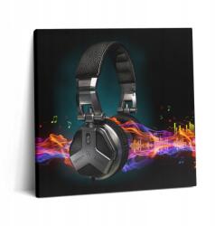 Wallfluent Vászonkép Canvas Nyomtatott Nappaliba Fejhallgató és Hanghullámok 60x60 cm (010030010270000075268)