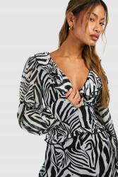  LC82104 Chiffon Mini Ruha Állat Mintás Zebra Fodros Boohoo (37) S