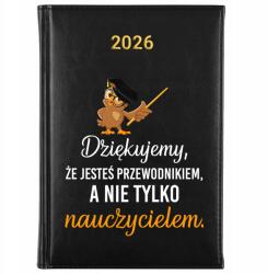 FunnyCase Naptár Fekete A5 2026 Pedagógusnapi Ajándék Te vagy a vezető (Kalendarz Czarny Jesteś Przewdonikiem)