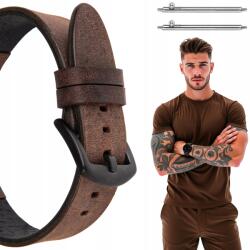 Polax 24mm-es bőr óraszíj, L Size, barna, valódi Crazy Horse bőr (CHrArCzB24LDBr)