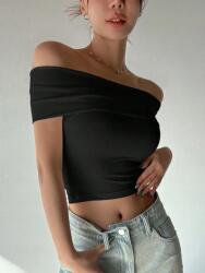 Dazy LC24304 Dazy Fekete Crop Top Nyitott Vállakkal (39) S