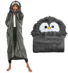  Kapucnis És Ujjas Meleg Takaró Ajándék Grafit Pingvin Ágytakaró (295)