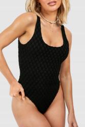 Boohoo Texturált Vállpántos Fürdőruha, Size 40, fekete