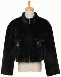 DEMUR Női Téli Kabát könnyű rövid szőrme kabát zsebekkel fekete