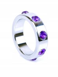 Boss Series Ring-Metal Cock Ring with Purple Diamonds Large (5903661800208)