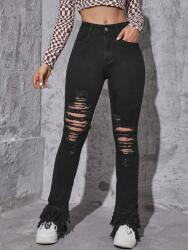 Shein FC51113 Shein Farmer Nadrág Kopásokkal És Rojtokkal A Nadrágszárnál Xs