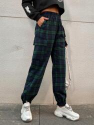 Shein IC61204 Shein Alkalmi Nadrág Anyag Mintás Kockás Zsebek S