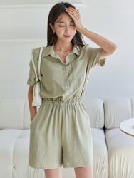 Dazy Zöld Laza Overál Gombos Gallér Rövid Ujjú Dazy M