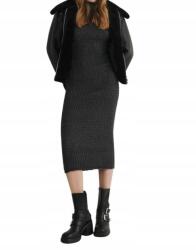 Reserved Kötött MIDI Ruha, Size S, hosszú ujjú, szürke, 96% akril