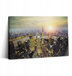 Wallfluent Fotótapéta Dolgozószobába Fa keret Sanghaj Éjszaka 30x20 cm (010030010150000074990)