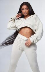 Prettylittlething Bézs Rövid Hosszú Ujjú Kapucnis Pulóver Cipzárral Prettylittlething 40