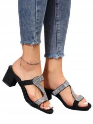 Shein Flip-flop Papucs Fekete Velúr Csíkokkal Strasszokkal 40__40 (sx2311148658575463)