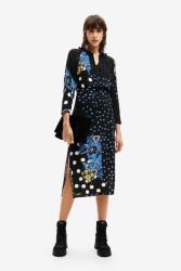 Desigual fekete ruha, MIDI, XS, viszkóz, hosszú ujjú (22WWVW37_2000)
