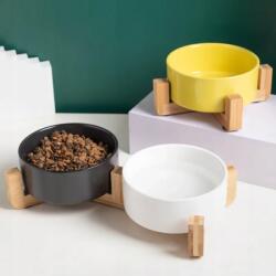 Kerámia dupla tál kutyáknak és macskáknak, fekete-fehér, 2×400 ml, kicsi, mikrohullámú sütőhöz (Yiwu dylan)