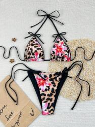 Shein Kétrészes Kötött Fürdőruha, pöttyös virágos, Size 40, többszínű