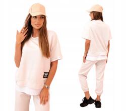 Kesi Bézs női melegítő szett viszkózzal és kontrasztos díszítéssel (5907302894540)